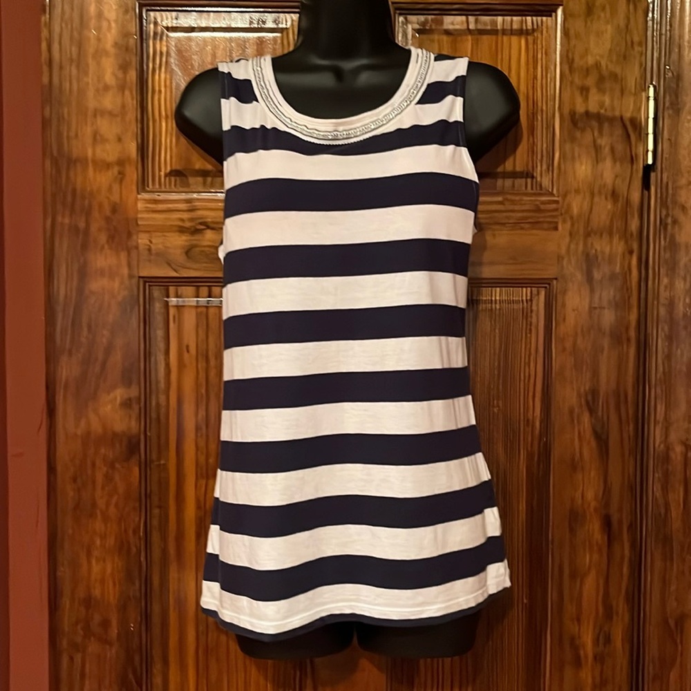 Navy & White Striped Sleeveless Tee